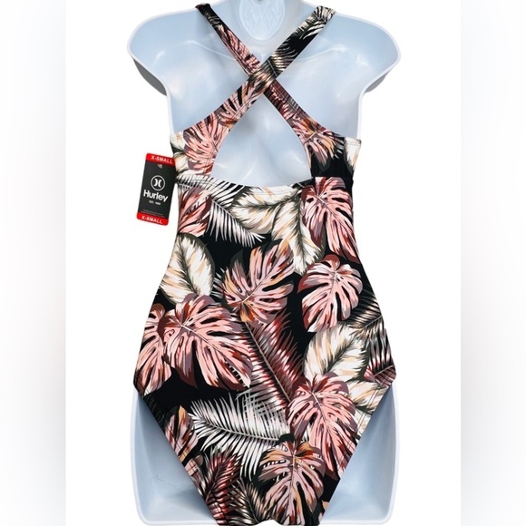 Hurley | One Piece Palm Tree Print Cross Back Swimsuit Sz XS - Picture 5 of 10